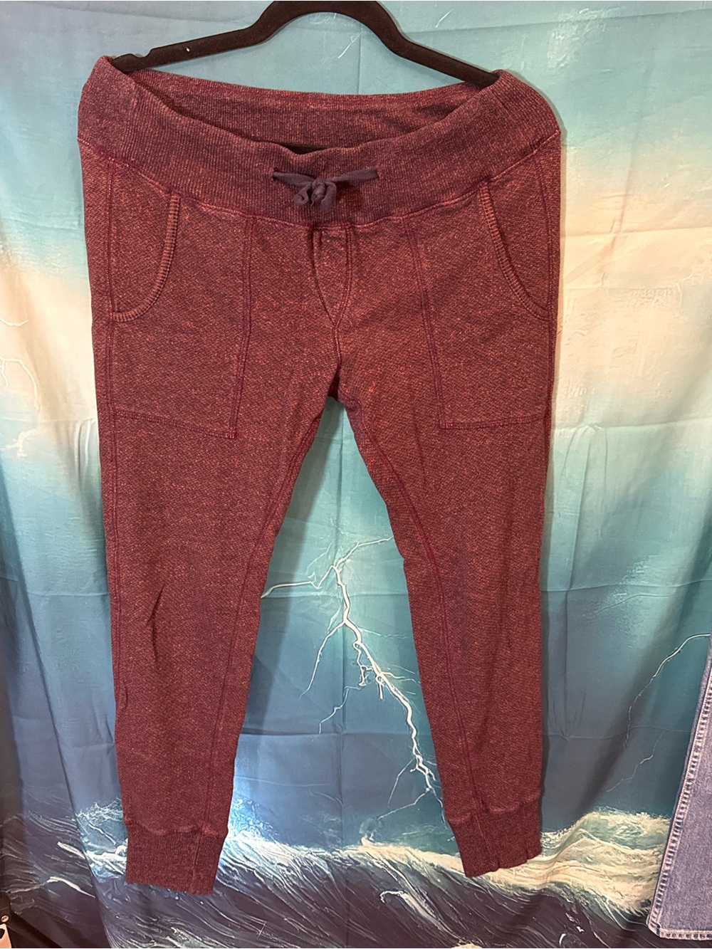 NSF Maroon Heather Drawstring Jogger Track Pants
